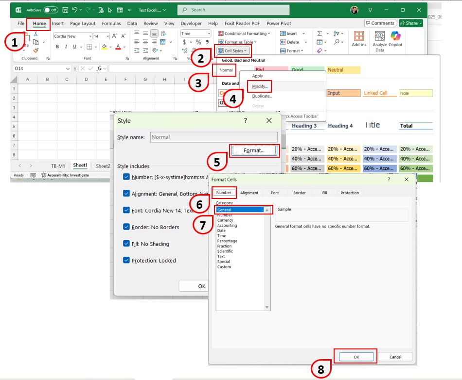 Modify Cell Format Style Excel ฟอร์แมทตัวเลข ที่เป็นค่า Default ไม่เป็น General